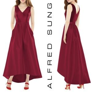 NEW, Alfred Sung, Satin High/Low Dress, Pockets